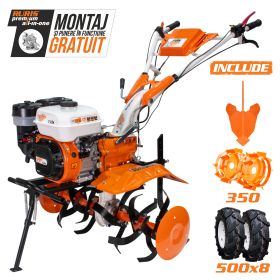 Motosapatoare RURIS 731K + roti cauciuc 5.00-8+rarita ajustabila+roti metalice 350 fara manicot  8.5 CP