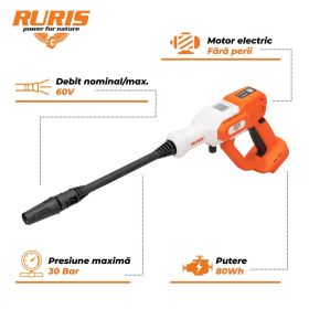 Aparat de spalat cu presiune pe acumulator RURIS 8024 E {contine acumulator 2400e x-charge}